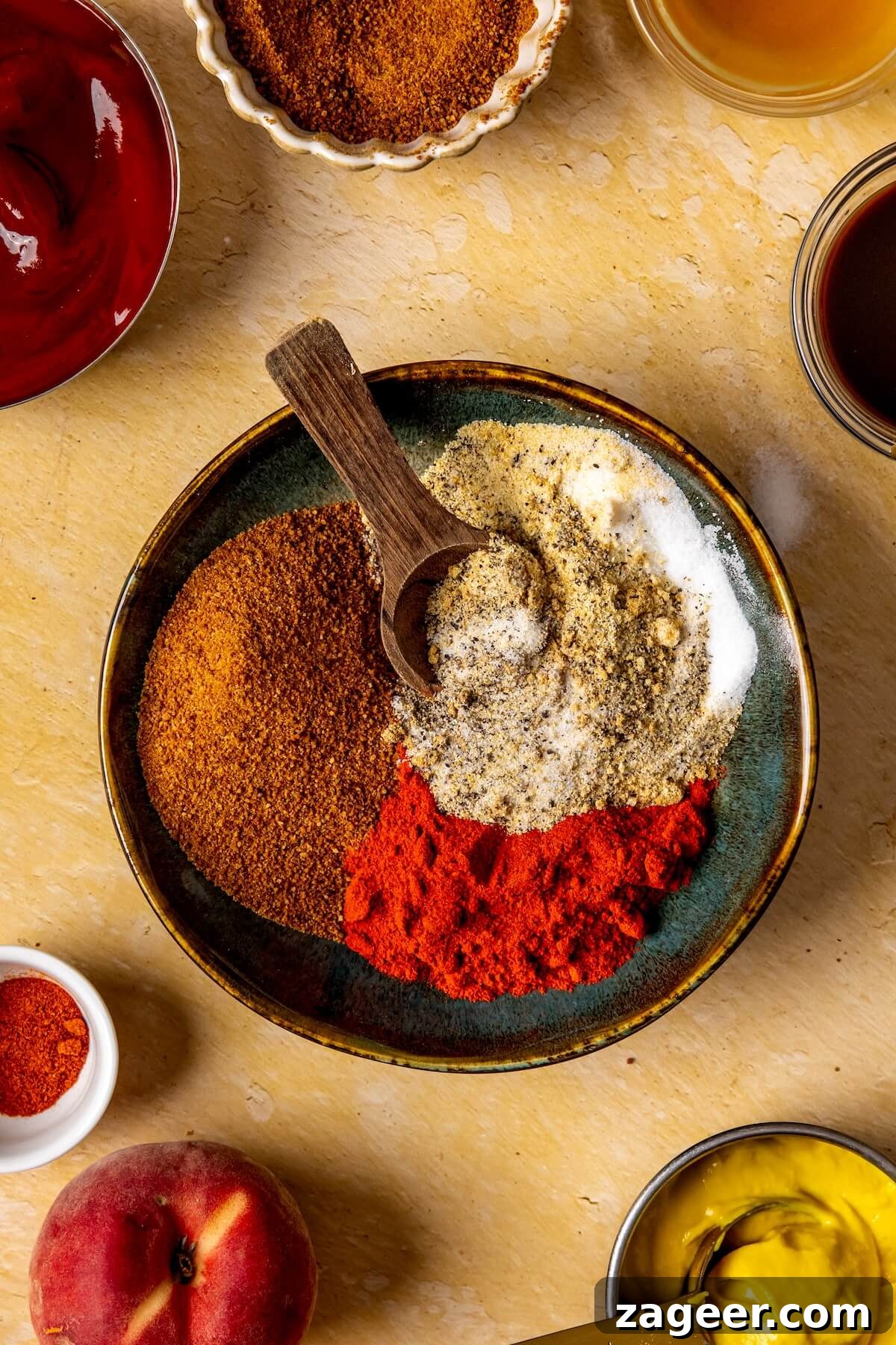Sweet Peach Glazed Chicken Drumsticks 8 Step 1: Mixing the BBQ spice rub ingredients in a bowl - Olivia Adriance