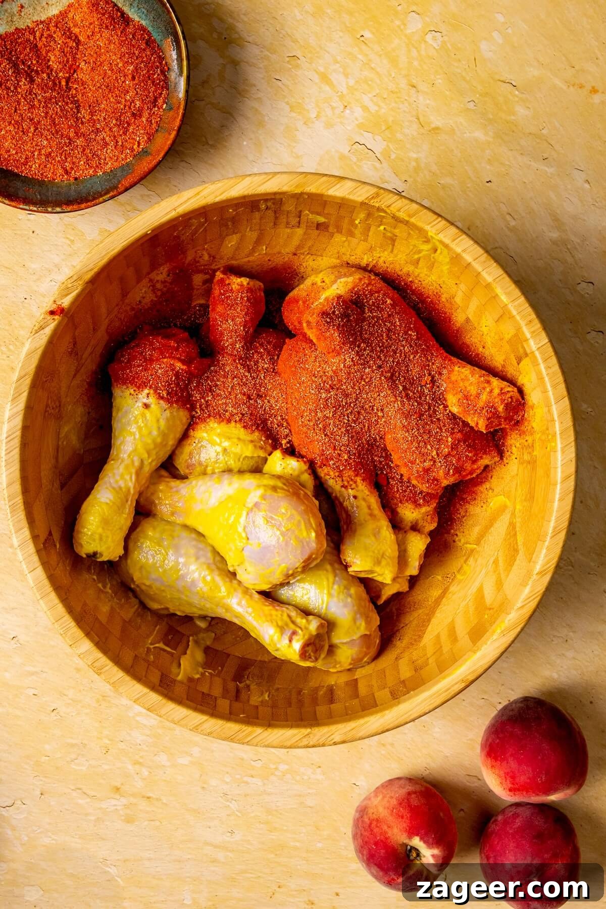 Sweet Peach Glazed Chicken Drumsticks 11 Step 4: Patting chicken drumsticks dry before seasoning - Olivia Adriance