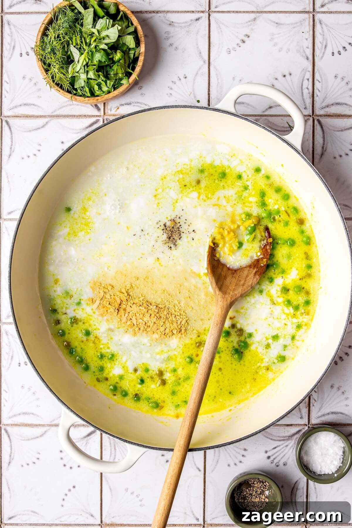 Silky Lemon Orzo (Gluten-Free & Dairy-Free) 9 Step 3: Sautéing shallots and garlic in olive oil - Olivia Adriance