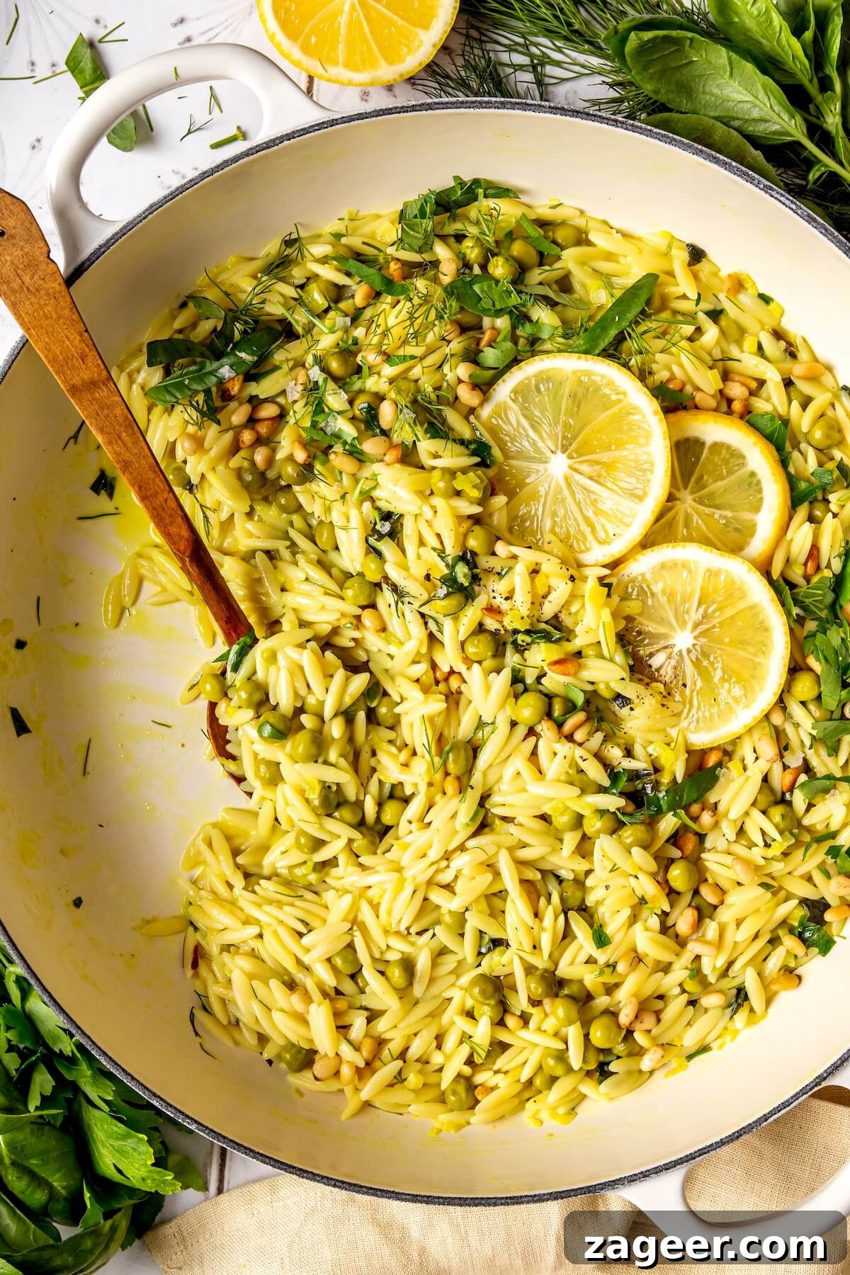 Silky Lemon Orzo (Gluten-Free & Dairy-Free) 3 Gluten-Free Creamy Lemon Orzo with fresh ingredients - Olivia Adriance