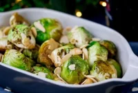 Roasted Honey Balsamic Sprouts with Toasted Almonds