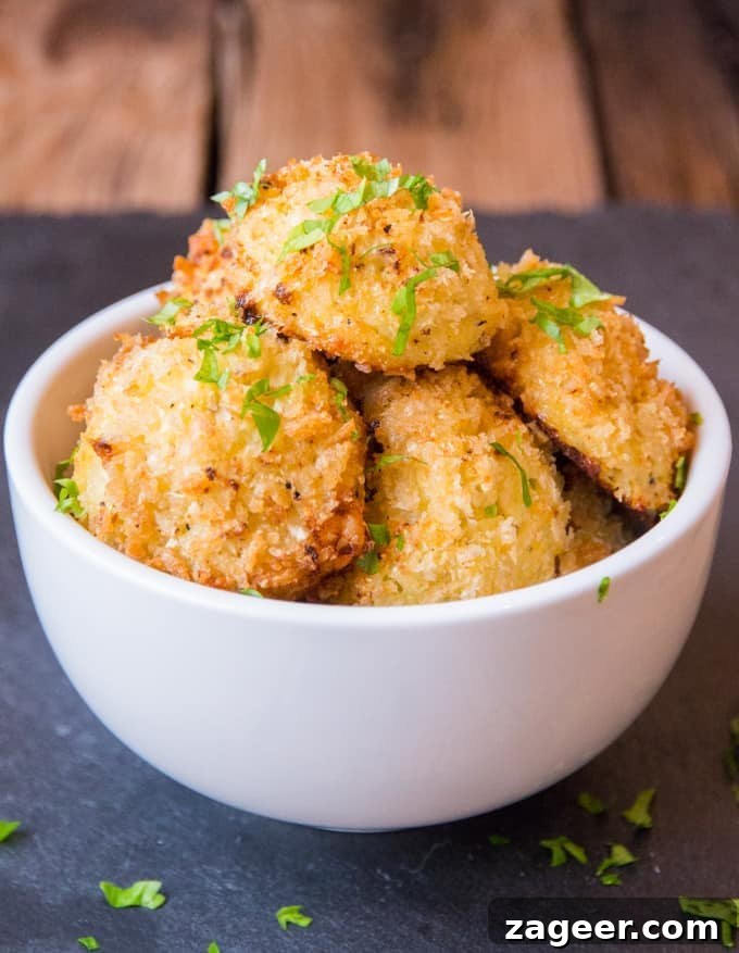 Cauliflower Arancini Delight 3 Cauliflower Arancini filled with creamy boursin cheese. Quicker and healthier than regular arancini. Baked rather than fried.