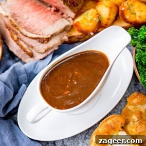 Beef gravy in white jug