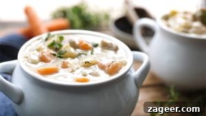 Creamy Chicken Pot Pie Comfort 12 Bowl of chicken pot pie soup.