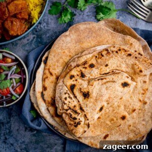 Perfect Homemade Chapati 8 Stack of Chapati on a plate on blue background