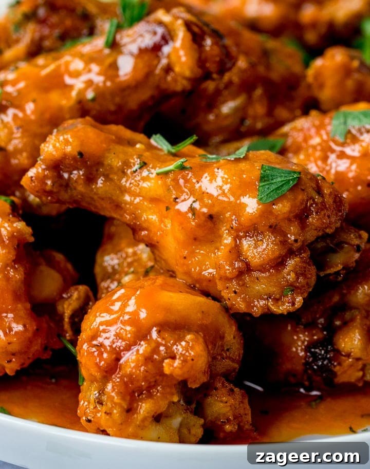 Golden Crisp Oven Buffalo Wings 8 Close up of Buffalo chicken wings