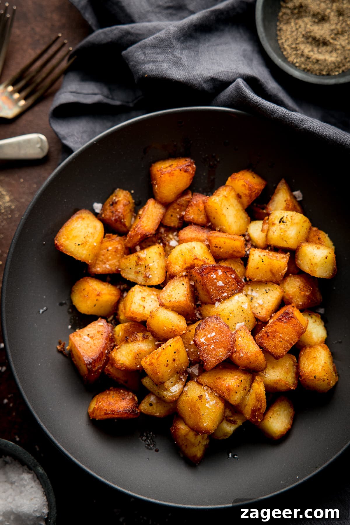 Garlic Sautéed Potatoes 6 Overhead of saute potatoes in a pan