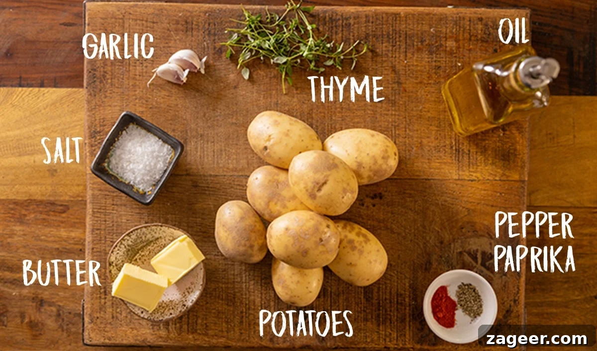 Crispy Accordion Potatoes 3 Ingredients for hasselback potatoes on a wooden table