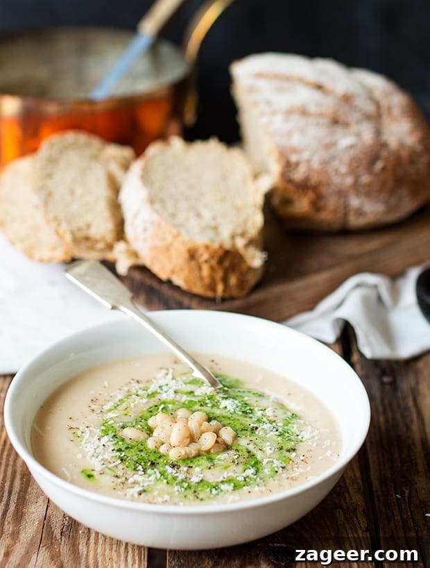 White Bean Soup with Zesty Pesto and Rich Parmesan 2 Creamy White Bean and Pesto Soup, a healthy vegetarian option with no added cream