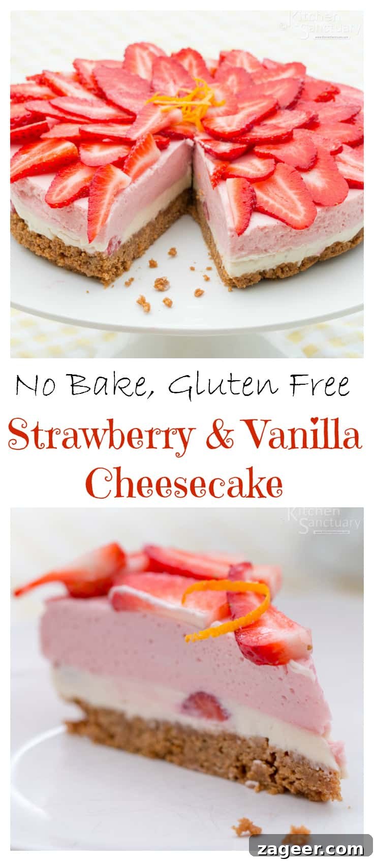 Strawberry and Vanilla Cheesecake - a delicious no-bake, gluten free dessert!