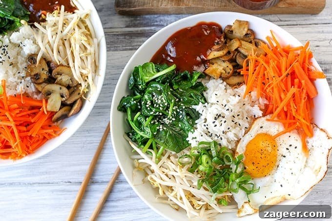 Korean Rainbow Rice Bowl 3 Close-up of fresh vegetables and Gochujang for Bibimbap preparation