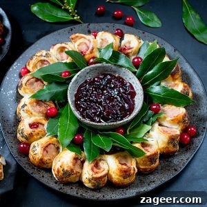 Festive Sausage Roll Wreath with Honey Mustard Glaze