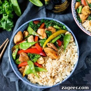 Sticky Honey-Garlic Chicken Stir-Fry with Cauli Egg Fried Rice 5 Honey and Garlic Chicken Stir Fry with Cauliflower Egg Fried Rice ready to serve
