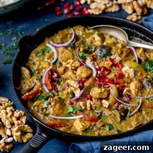 Persian Style Chicken Curry With Walnuts and Pomegranate - my take on Fesenjan stew - with added veggies! Gluten Free too!