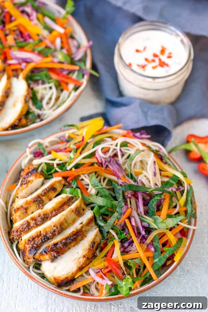 Vibrant Rainbow Chicken Noodle Salad with Chili Lime Zest 4 Close-up of the colourful ingredients in the Chicken Noodle Rainbow Salad, showcasing the finely sliced vegetables