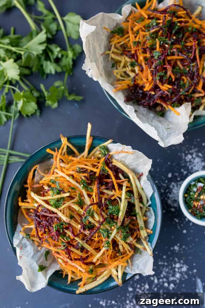 Crispy Veggie Sticks with Artisan Herb Salt 5 A vibrant platter of Vegetable Matchstick Fries, showcasing their varied colors and appealing texture, perfect for sharing.
