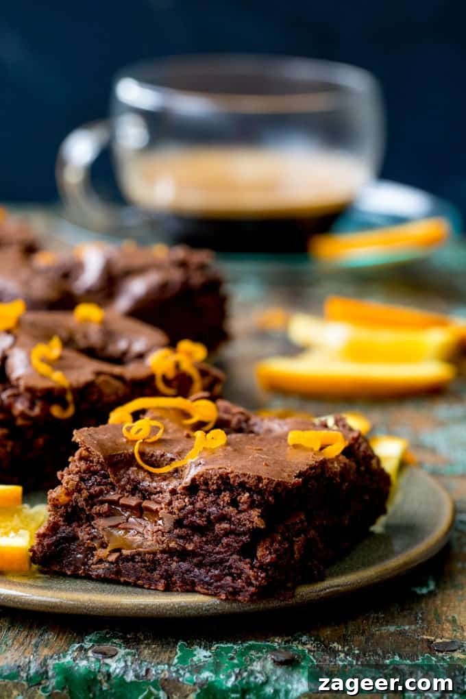 Zesty Orange Caramel Fudge Brownies 2 Gooey Chocolate Caramel Orange Brownies with zesty orange notes