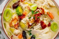 Creamy Cock-a-Leekie Soup Recipe with Tender Chicken & Leeks