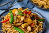 Honey-Soy Chicken Stir-Fry with Spicy Asian Noodles
