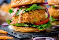 Cheesy Vegetable Burgers with Melty Cheese and Crispy Veggies