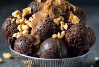 Coffee Walnut Cake Bites with Coffee Fudge Sauce