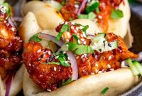 Korean-Style Chicken Bao Buns: Sweet Spicy Pulled Chicken Filling