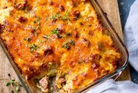 Creamy Scalloped Potatoes with Ham and Cheese Bake