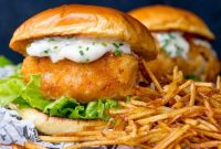Crispy Fish Sandwich with Shoestring Fries Recipe