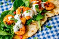 Garlic Chili Prawns with Homemade Flatbreads and Yogurt Dip