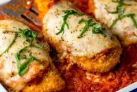 Crispy Chicken Parmesan Recipe with Marinara and Mozzarella