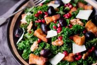 Warm Kale and Pork Belly Salad with Pomegranate Vinaigrette