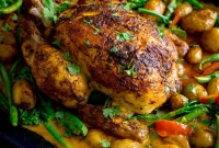 Spiced Curry Roast Chicken with Crispy Skin and Aromatic Sauce