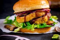 Halloumi Burger with Sticky Chili Sauce & Pickled Red Onion