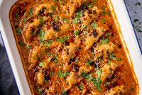 Cheesy One-Pan Baked Dumplings with Garlic Herb Sauce