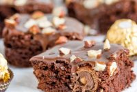 Ferrero Rocher Brownies with Silky Milk Chocolate Ganache