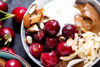 Avocado Chocolate Mousse Bowl with Roasted Cherries