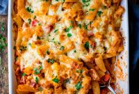 Creamy Chicken and Bacon Pasta Bake with Melted Cheese