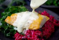 Smoked Haddock with Beetroot Risotto and Garlic Greens | Saucy Fish Co.