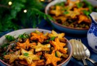 Festive Lentil & Mushroom Bowl with Crispy Star Potatoes