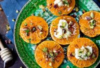 Brown Sugar-Glazed Clementines with Cream Cheese, Honey & Pistachios