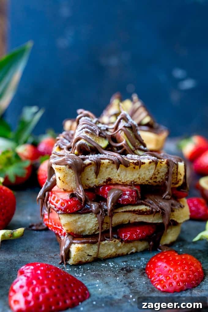 Valentine’s Nutella French Toast Hearts Recipe 2 Close up of Valentines Nutella French Toast Hearts
