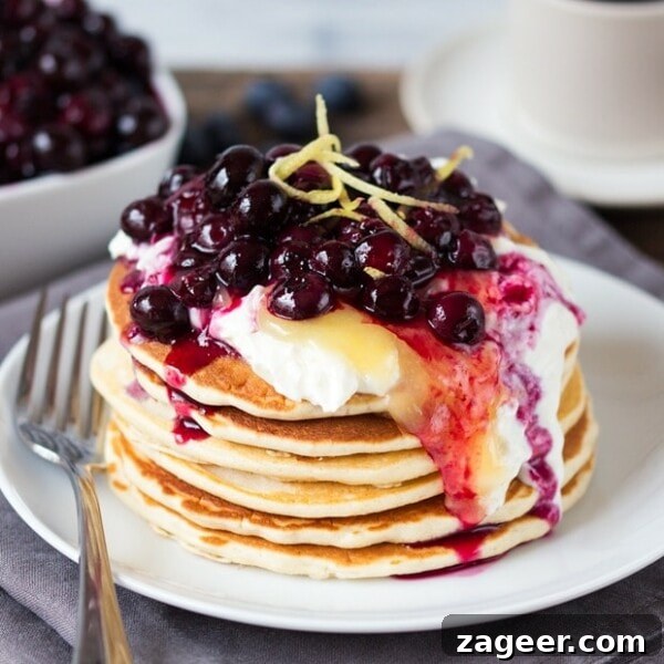 Blueberry Lemon Cheesecake Pancakes