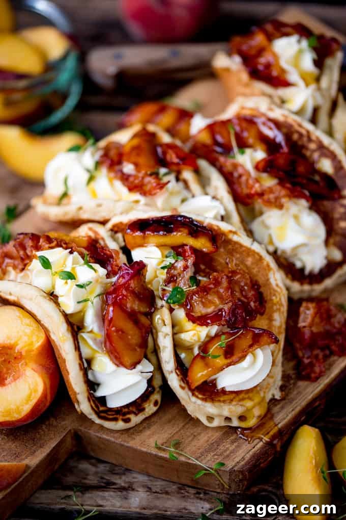 Pancake Tacos with Caramelized Peaches and Pancetta