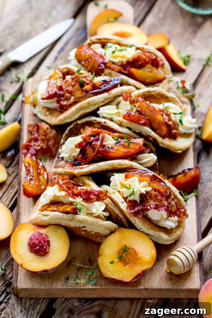 Pancake Tacos with Caramelized Peaches and Pancetta