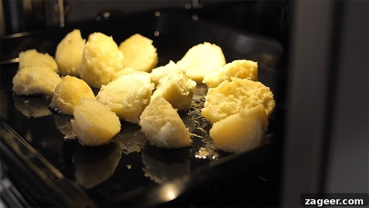 Potatoes in the oven in duck fat for roasting