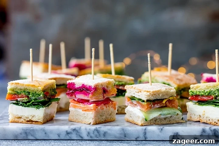 French Press Sandwich Bites: Crispy Mini Grilled Sandwiches 3 Wide image of mini sandwich bites with different fillings