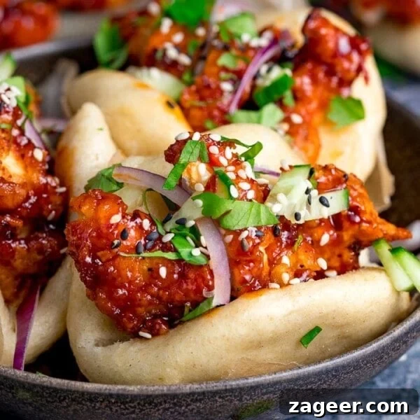 Crispy Homemade Roast Duck Recipe for Perfectly Crunchy Skin 17 Close up image of mini Korean chicken bao buns