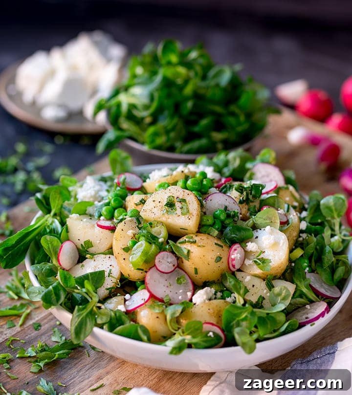 Salmon Sushi Bowl Recipe: Homemade Poke-Style Salmon Bowl 7 Green salad with new potatoes, radish slices and herb dressing in a white bowl