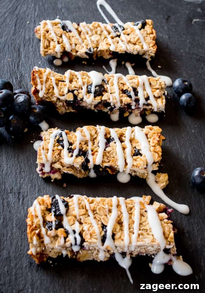 Blueberry Greek Yogurt Granola Bars Recipe 2 Blueberry and Greek Yoghurt Granola Bars - a healthy make-ahead breakfast made with fresh and dried blueberries