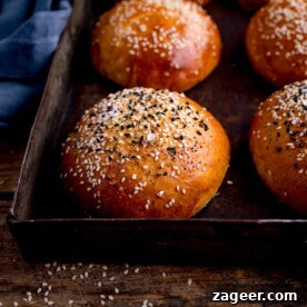 Pantry-Friendly Recipes: Delicious Meals from Store Cupboard Staples 17 seeded brioche buns on a tray